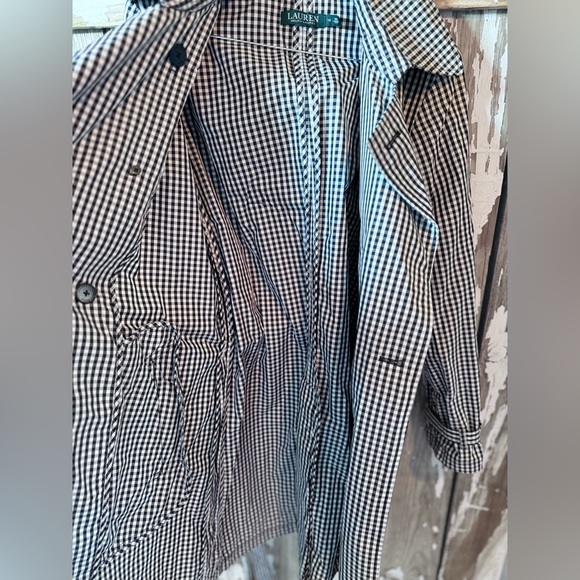 Lauren Ralph Lauren Black & White Gingham / Check  trench coat size 12 - Picture 3 of 12